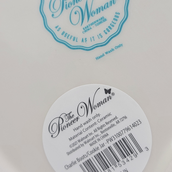 Pioneer Woman Ceramic Cowboy Charlie Turquoise Cookie Jar - Picture 12 of 17